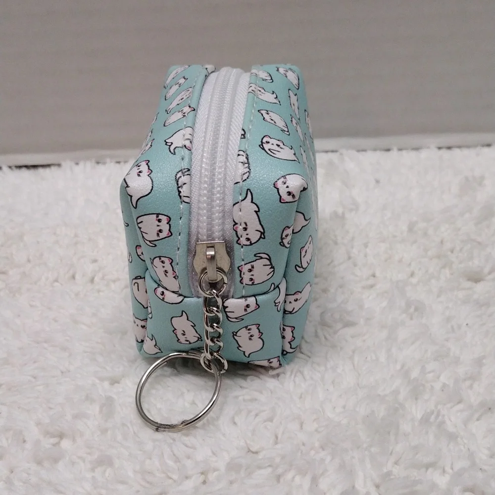 Animal Print Light Green Keychain Small Pouch - Picture 3 of 7
